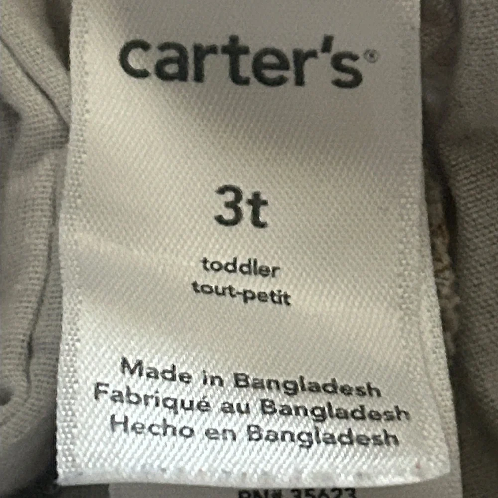 Carter’s Kids wide horizontal Striped Cotton Shorts faux fly Pink beige size 3T